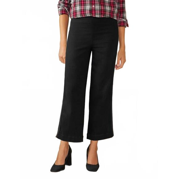 NEW FRANK & EILEEN westport illusion wide-leg pull-on jean in black tuxedo